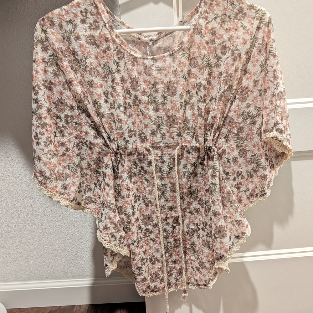 Floral Print Lace Blouse
